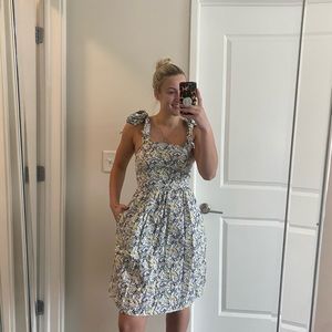 NWOT ANTONIO MELANI toe shoulder floral mini dress